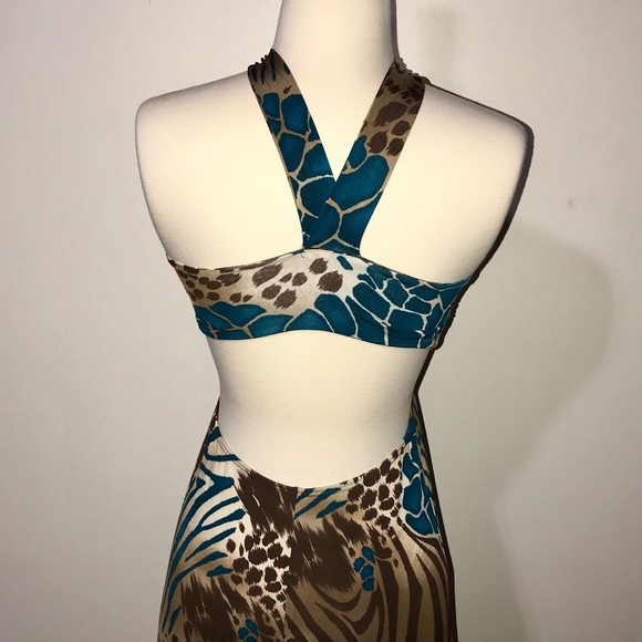 Strapless Long Animal print dress with open back - Picture 2 of 8